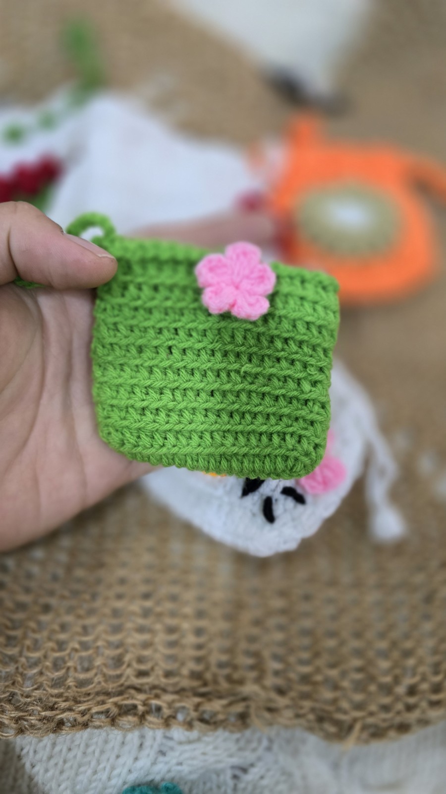 Pink flower pouch